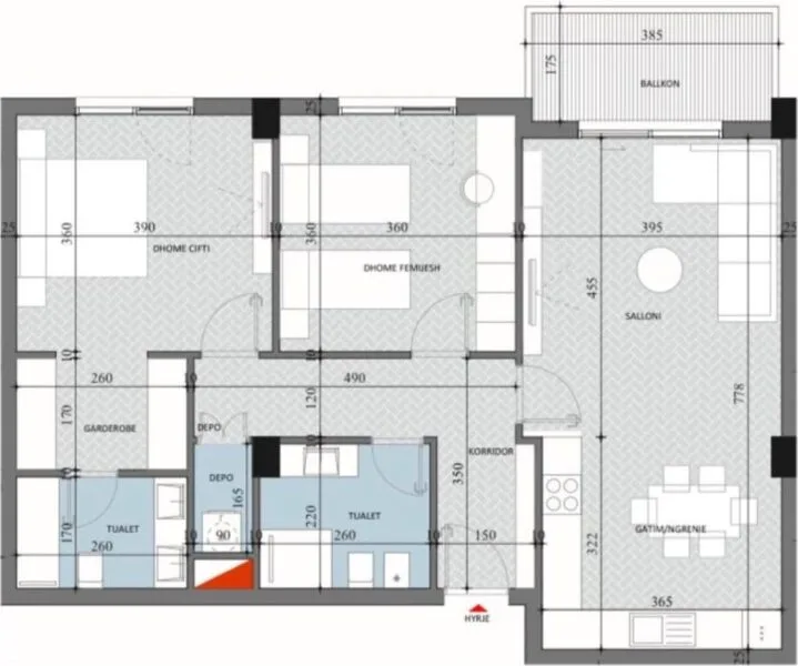 Okazion 1000€/m2, Paskuqan, Diellon 2, Shesim Apartament 2+1 me Depo